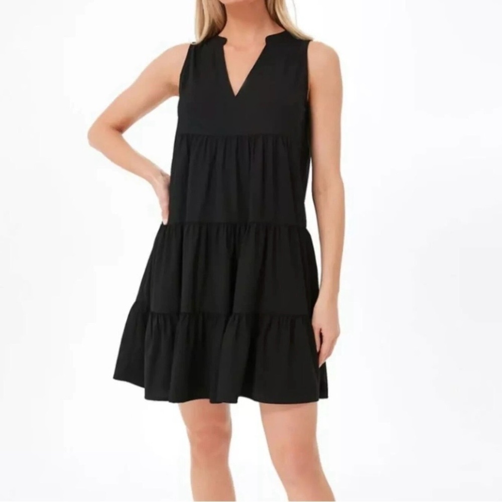 Pomander Place Tuckernuck Kenzo Swing Tiered Black Crepe Dress Size XS